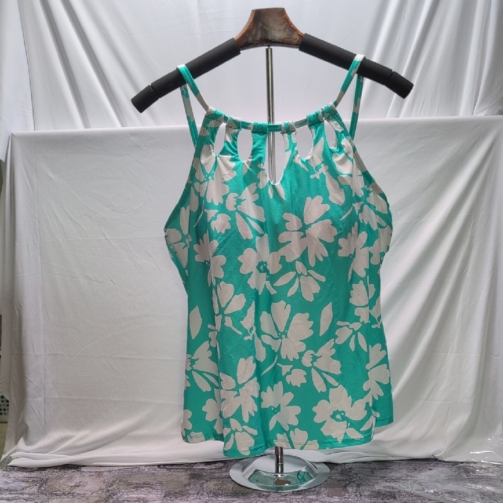 24th & Ocean Blue and White Sleeveless Camisole Bikini